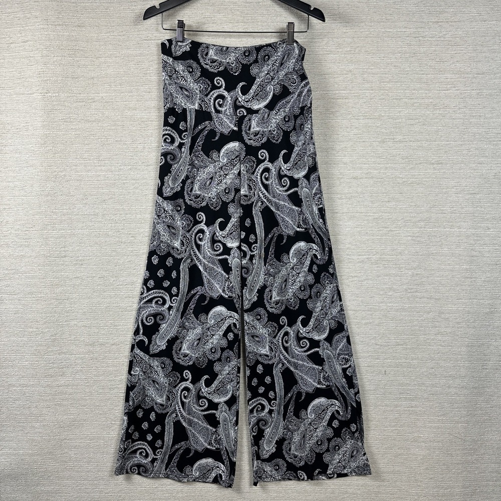 White Mark L Paisley Black White Lounge Pool Beach Pants Boho Whimsigoth Resort